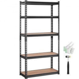 Storage Shelving Unit, 5-Tier Adjustable, 2000 lbs Capacity, Heavy Duty Garage Shelves Metal Organizer Utility Rack, Black, 30"
