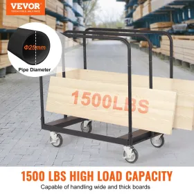 Dripssvogn, 1500 kg panel Dolly Cart med 36,02 "x 24,02" dæk og 5 "drejelige hjul, kraftig gipsvægskurv, håndtering
