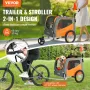 Dog Bike Trailer, Supports up to 66 lbs, 2-in-1 Pet Stroller Cart Bicycle Carrier, Easy Folding Cart Frame with Quick Release Wh