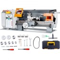 Metal Lathe Machine, 7'' x 13.78'', Precision Benchtop Power Metal Lathe, 0-2200 RPM Continuously Variable Speed, 500W Brush