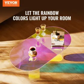 Akryl sofabord, iriserende akryl slutbord, 13,8 tommer høj farverig akryl sidebord, til kaffe, drikke, mad, snack