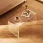 Acrylic Coffee Table, C-Shaped Clear Acrylic End Table, 16.3 inch high Transparent Acrylic Side Table, for Coffee, Drink, Food, 