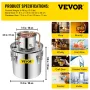 Moonshine Still Distiller 5Gal 21L Rustfrit stål Vanddestiller