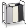 3-Section Laundry Basket, Heavy Duty Laundry Hamper Storage Organizer, Laundry Sorter Cart with Heavy Duty Lockable Wheels for