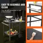 Outdoor Grill Dining Cart with Double-Shelf, BBQ Movable Food Prep Table, Multifunctional Foldable Iron Table Top, Portable Modu