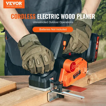 Cordless Electric Hand Planer, 3-1/4" Width, 16500 RPM Handheld Wood Planer with 5/64" Adjustable Planing Depth HSS Blades Dual 