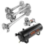 Train Horns Kit, 4 Trumpet Air Horn Kit, 150dB Train Horns for Pickup Trucks, 12V 160 psi Air Compressor 2.6 Gal/10 L Tank with 
