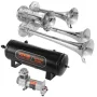Train Horns Kit, 4 Trumpet Air Horn Kit, 150dB Train Horns for Pickup Trucks, 12V 160 psi Air Compressor 2.6 Gal/10 L Tank with 
