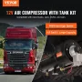 12V Air Compressor with Tank 0.8 Gallon/3 L, Train Horn Air Compressor, 120 psi Working Pressure Onboard Air Compressor System f