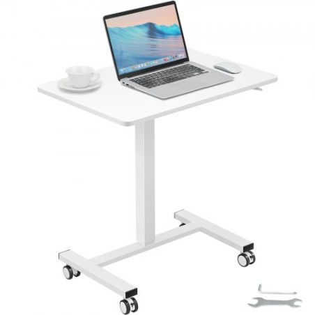 Mobile Standing Desk, 28 "-44" Gas-forår Højde Justerbar sit-stand-skrivebord, 4 360â ° Drejelige hjul (2 Låsbar) Bærbar