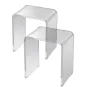 Acrylic End Table, 2 pcs C-Shaped Lucite Side Tables, Clear Acrylic Side Table for Drink, Food, Snack used in Living Room, Bedro