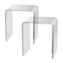 Akryl slutbord, 2 stk C-formede lucitiske sideborde, klar