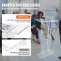 Acrylic Podium, 119 cm Tall, Clear Acrylic Podium Stand with Wide Reading Surface & Storage Shelf, Floor-standing Clear Pulpits 