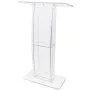 Acrylic Podium, 119 cm Tall, Clear Acrylic Podium Stand with Wide Reading Surface & Storage Shelf, Floor-standing Clear Pulpits 