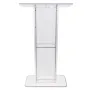 Acrylic Podium, 119 cm Tall, Clear Acrylic Podium Stand with Wide Reading Surface & Storage Shelf, Floor-standing Clear Pulpits 
