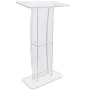Acrylic Podium, 119 cm Tall, Clear Acrylic Podium Stand with Wide Reading Surface & Storage Shelf, Floor-standing Clear Pulpits 