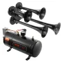 Train Horns Kit 4 Trumpet Air Horn Kit 120 psi Air Compressor 3.03 L Tank
