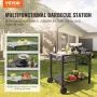 Outdoor Grill Dining Cart with Double-Shelf, BBQ Movable Food Prep Table, Multifunctional Iron Table Top, Portable Modular Carts