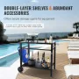 Outdoor Grill Dining Cart with Double-Shelf, BBQ Movable Food Prep Table, Multifunctional Iron Table Top, Portable Modular Carts