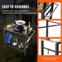 Outdoor Grill Dining Cart with Double-Shelf, BBQ Movable Food Prep Table, Multifunctional Iron Table Top, Portable Modular Carts