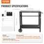 Outdoor Grill Dining Cart with Double-Shelf, BBQ Movable Food Prep Table, Multifunctional Iron Table Top, Portable Modular Carts