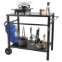 Outdoor Grill Dining Cart with Double-Shelf, BBQ Movable Food Prep Table, Multifunctional Iron Table Top, Portable Modular Carts