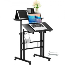 Mobile Standing Desk, 26.4"-44.9" Gas-Spring Height Adjustable Sit-Stand Desk, 360Â° Swivel Wheels (4 Lockable) Home Office