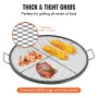 X-Marks Fire Pit Grill Grate, Round Cooking Grate, Heavy Duty Steel Campfire BBQ Grill Grid with Handle and Support X Wire, Port