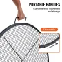 X-Marks Fire Pit Grill Grate, Round Cooking Grate, Heavy Duty Steel Campfire BBQ Grill Grid with Handle and Support X Wire, Port