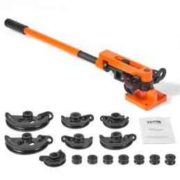 Pipe Tube Bender, 3/8 "til 1" OD Manual Pipe Tube Bender med 7 bøjningsdiser, 180 ° Kobber Aluminiumsrør Bøjningsværktøjer til