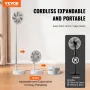 8 Inch Foldable Oscillating Standing Fan with Remote Control, 4 Speed Adjustable Portable Desk Quiet Fan, 7200mah Rechargeable U