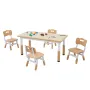 Kids Table and 4 Chairs Set, Height Adjustable Toddler Table and Chair Set, Graffiti Desktop, Children Multi-Activity Table for 