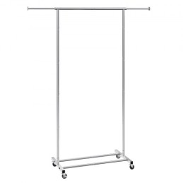 Clothes Rack with Wheels, Heavy Duty Clothing Garment Rack with Hanging Rod and Bottom Storage Area, Adjustable Length Clothing