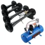 Train Horns Kit, 4 Trumpet Air Horn Kit, 150dB Train Horns for Pickup Trucks, 12V 120 psi Air Compressor 1.6 Gal/6 L Tank with G
