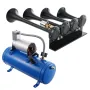Train Horns Kit, 4 Trumpet Air Horn Kit, 150dB Train Horns for Pickup Trucks, 12V 120 psi Air Compressor 1.6 Gal/6 L Tank with G