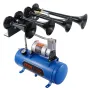 Train Horns Kit, 4 Trumpet Air Horn Kit, 150dB Train Horns for Pickup Trucks, 12V 120 psi Air Compressor 1.6 Gal/6 L Tank with G