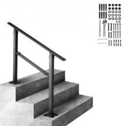 Stair Handrail Railing, 914.4mm, 3 Steps Handrails for Outdoor, Carbon Steel and Metal Hand Rail with Installation Kit, 0-50
