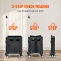 Foldable Utility Cart, 110 lbs Load Capacity, Folding Portable Rolling Crate Handcart with Heavy Duty Telescoping Handle and 4 R
