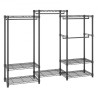 Heavy Duty Clothes Rack, Rolling Clothing Garment Rack with 4 Hang Rods & 8 Storage Tiers, Adjustable Custom Closet Rack,