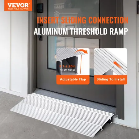 Door Threshold Ramp, 2" Rise, 800 lbs Load Capacity, Door Ramp for Wheelchairs, Aluminum Threshold Ramp for Doorways, Adjustable