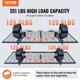 Hylder med garageopbevaring, 2 pakke, 4 x 2 ft tunge garagehylder vægmonteret, 502 lbs belastningskapacitet (total)