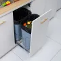 Pull-Out Trash Can, 35Lx2 Double Bins, Under Mount Kitchen Waste Container with Slide and Door Mounting Kit, 110 lbs Load Capaci