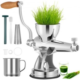 Manual Wheatgrass Juicer Stainless Steel Hand Crank Wheatgrass Juicer Hand Wheatgrass Grinder with Suction Cup Base & Table-top