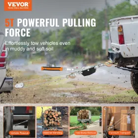 Come Along Winch, 5 Ton (11,023 lbs) Pulling Capacity, 11.5 ft Steel Cable, 3 Hooks, Heavy Duty Ratchet Power Puller Tool with