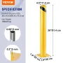 Safety Bollard Safety Barrier Bollard 4-1/2" OD 36" Height Yellow Powder Coat Pipe Steel Safety Barrier with 4 Free Anchor Bolts