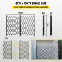 Double Folding Security Gate, 382 × 214 cm(W × H) W Folding Door Gate, Steel Accordion Security Gate, Flexible Expanding Securit