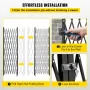 Double Folding Security Gate, 382 × 214 cm(W × H) W Folding Door Gate, Steel Accordion Security Gate, Flexible Expanding Securit