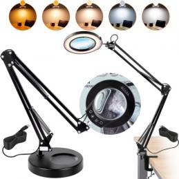 Magnifying Glass with Light & Base 5X Magnifying Lamp 4.3" Lens 5 Color