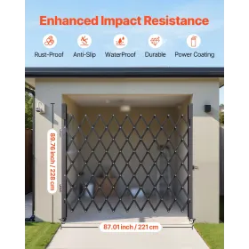 Enkelt foldesikkerhedsport, 6-1/2 'H x 7-1/2' W Folding Door Gate, Steel Accreckion Security Gate, Fleksibel Expanding Security