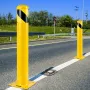 Safety Bollard, 48 Inch Height Bollard Post, 4.5 Inch Diameter Steel Pipe Safety Bollard Post, Yellow Steel Bollard, Steel Safet